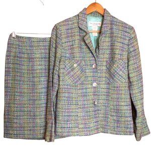 Lew Magram Collection Womens Vintage  2-Piece Blazer & Skirt Set Size 8 Multicol